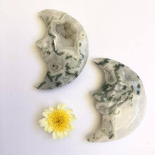 Load image into Gallery viewer, Tree Agate Moon Carving - Luna Lane Crystals