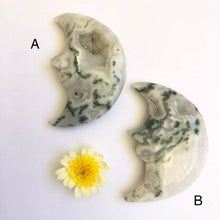 Load image into Gallery viewer, Tree Agate Moon Carving - Luna Lane Crystals