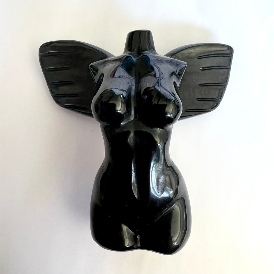 Black Obsidian Goddess Body With Wings