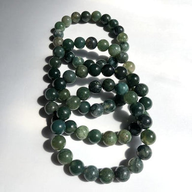 Green Moss Agate 8mm Bead Bracelet - Luna Lane Crystals