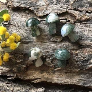 Moss Agate Mini Mushroom - Luna Lane Crystals