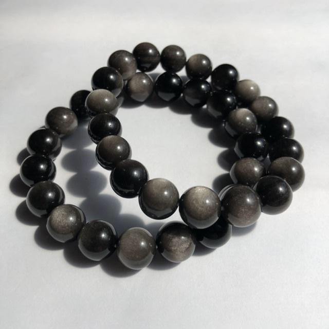 Silver Sheen Obsidian 10mm Bead Bracelets - Luna Lane Crystals